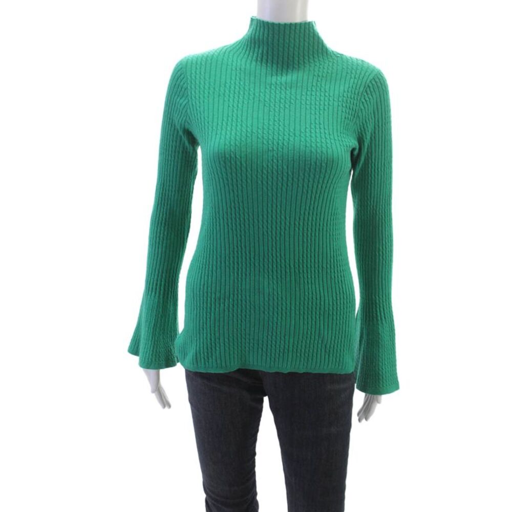 Sandro Womens Green Mock Neck Pullover Sweater Long Sleeve Size S